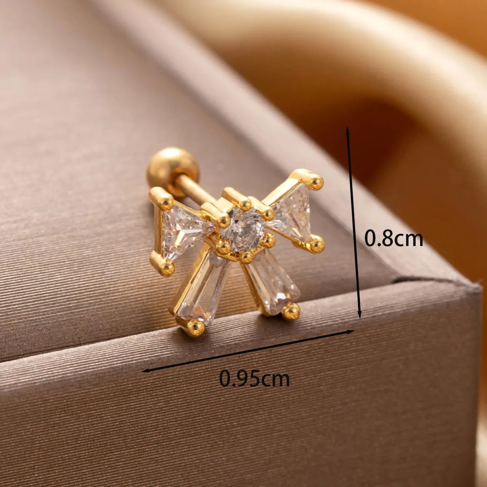 1 Piece Simple Series Classic Bow Knot Copper No Plating Material Zircon Women Stud Earrings